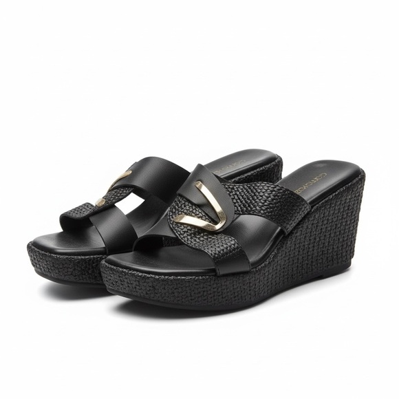 Gianna Kazakou Handmade Greek Black Leather Sandals – Size 40 (Never Worn) - Picture 3 of 8